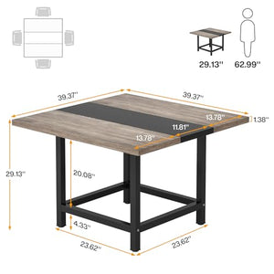 Tribesigns Rustic 13 Ft Long Conference Room Table, Wood Seminar Table - 4 Tables (Grey&Black)