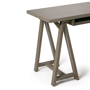 SIMPLIHOME Sawhorse SOLID WOOD Modern Industrial 50 inch Wide Home Office Desk, Writing Table, Workstation, Study Table Furniture in Distressed Grey
