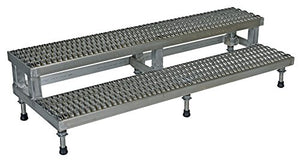 Vestil Stainless Steel Adjustable Step Mate Stand 2 Step 500 lb. Capacity Silver