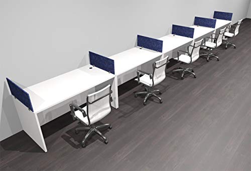 UTM Furniture Modern Acrylic Divider Office Workstation Desk Set - 5 Person, OF-CPN-SPB13