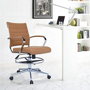 2xhome - Modern Adjustable Height Designer Ergonomic Office Drafting Chair with Ribbed Arms (Tan Set of 2)