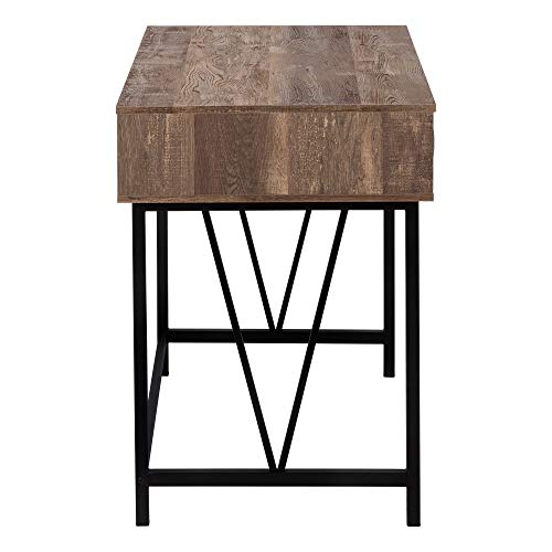 Monarch Specialties Laptop Table with Drawers-Industrial Style-Metal Legs Computer Desk Home & Office, 48" L, Brown Reclaimed Wood Look