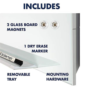 Quartet Magnetic Whiteboard, Glass White Board, Dry Erase Board, 74" x 42", Wide Format, Aluminum Frame, Element (G7442E)