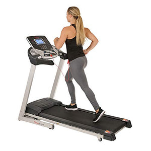 Sunny Health & Fitness Energy Flex Electric Treadmill with Bluetooth Connectivity, Automatic Incline, Speakers and 16 Preloaded Programs - SF-T7724, Gray, Twin