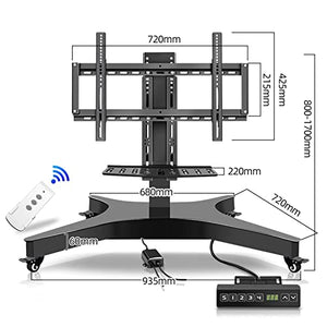 THEGA Telescopic Electric TV Lift with Wheels - Mobile TV Stand Cart for 32-75 Inch Screen