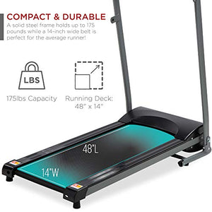 Best Choice Products 800W Folding Electric Treadmill, Motorized Fitness Exercise Machine for Home Gym, Cardio Training w/Wheels, Safety Key, Heart Sensor - Black