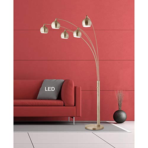 Artiva USA LED9656FAB Amore 86" 5-Arched LED Floor Lamp with Dimmer, Antique Satin Brass