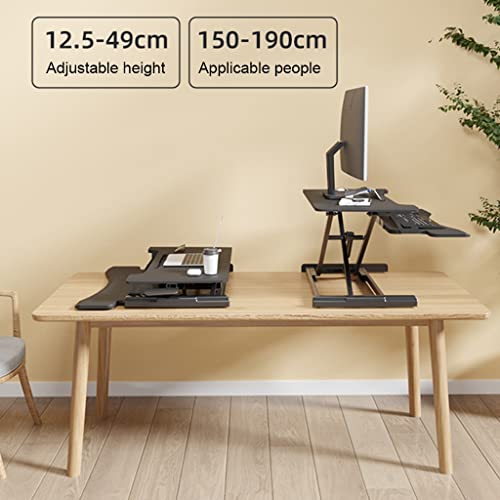Adjustable Height Desk Riser with Removable Keyboard Tray - Dual Monitor Lift Computer Workstation