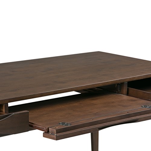 Simpli Home 3AXCHRP-10 Harper Solid Hardwood Mid Century Modern 60 inch Wide Writing Office Desk in Walnut Brown