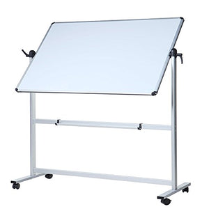 VIZ-PRO Double-sided Magnetic Mobile Whiteboard,72 x 48 Inches Aluminium Frame and Stand