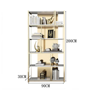 HARAY Light Luxury Style Stainless Steel Bookshelf 90cm White