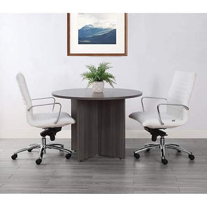 NBF Signature Series at Work 42” Round Conference Table - Gray Commercial-Grade Small Space Conference Table