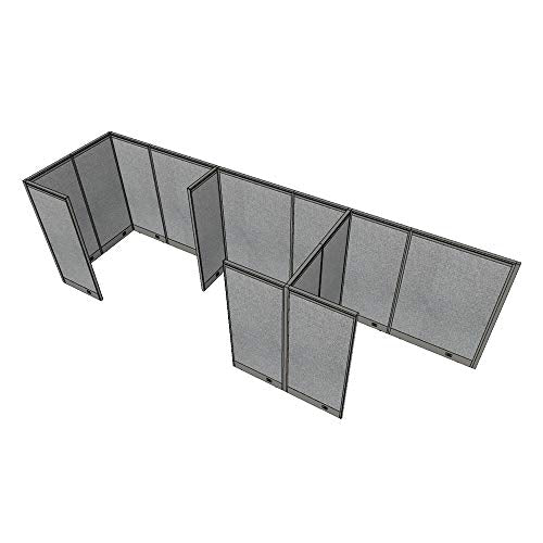 G GOF 3 Person Separate Workstation Cubicle (5.5'D x 19.5'W x 4'H) - Office Partition, Room Divider