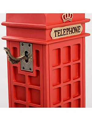 MaGiLL Mini Wall Telephone Corded Retro European Phone Booth Resin Landline Red