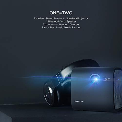 Mini Projector, APEMAN Portable DLP Video Projector, Full HD 1080P Supported, Built-in Battery with Bluetooth Stereo Speakers, Compatible with Laptop/TV Box/PS4/Phone for Home/Outdoor Entertainment