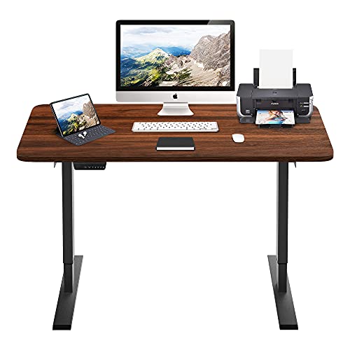 HOUSEELF Dual Motor Electric Standing Desk - 48 x 24 Inches Height Adjustable Computer Desk with Greater Motor Power, Stand Up Writing Table for Home, Office, Workstation, Walnut