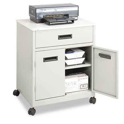 Safco Products 1870GR Steel Machine Stand with Double Doors and Drawer, Gray