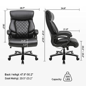 BOWTHY Big and Tall Office Chair 500lbs Heavy Duty Ergonomic Executive Leather Chair