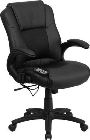 Flash Furniture Massaging Black Leather Executive Swivel Chair with Arms