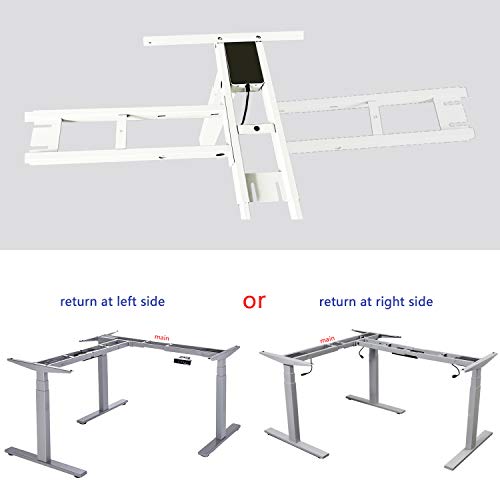 VWINDESK VJ301 L Shaped Electric Height Adjustable Standing Corner Desk Frame Only W/Triple Motor, Ergonomic Sit Stand Up Height Adjustable Steel Base with Digital Memory Keypad (Gray)