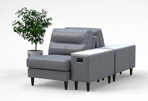 BREAKtime 2 Person Waiting Reception Lounge Chairs Set with Charging Tables - Model 8137 - Graphite Gray Leather