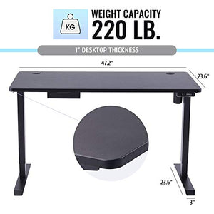VONLUCE Height Adjustable Computer Desk | 48x24 inch Electric Standing Desk for Home Office | Electric Stand Up Desk with Under Desk Cable Management | One Piece Top Ergonomic Sit Stand Desk, Black