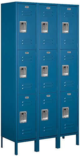 Salsbury Industries 53365BL-U Triple Tier 45-Inch Wide 6-Feet High 15-Inch Deep Unassembled Extra Wide Standard Metal Locker, Blue