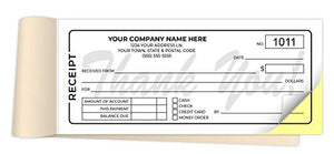 Custom Carbonless Receipt Form Books 2.83 x 7 Inches - NCR 2-Part Staple Bound Pads with Manila Cover Personalized with Company Name and Number Printed (2-Part [White/Yellow], 1500 Sets)