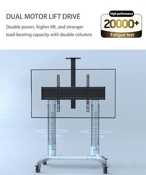 YUZDNM Aluminum Mobile TV Cart Stand for 75-110 Inch Screens - Heavy Duty, 300 Lbs Capacity, MAX VESA 1000x600mm