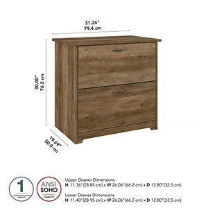 Bush Furniture Cabot 2 Drawer Lateral File Cabinet | Letter, Legal, A4-Size Document Storage, 32W, Reclaimed Pine