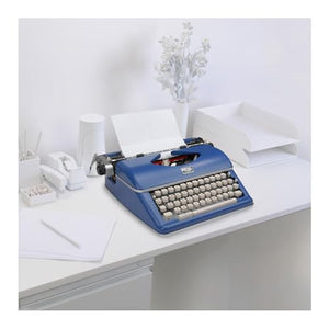 Royal Retro Manual Typewriter Bundle with Nylon Ribbon - Vintage Blue Design