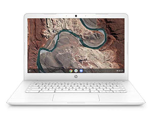 HP Chromebook 14-inch Laptop with 180-Degree Hinge (14-db0050nr, Snow White) with AmazonBasics 14-Inch Laptop Sleeve - Black Bundle