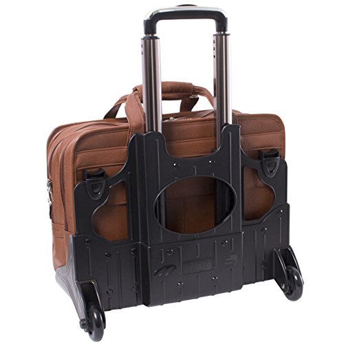 McKlein, S Series, WEST Town, Pebble Grain Calfskin Leather, 17" Leather Fly-Through Checkpoint-Friendly Patented Detachable -Wheeled Laptop Briefcase, Brown (15704)