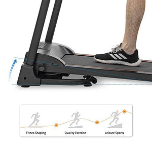 XLYAN Compact Easy Folding Treadmill Motorized Running Jogging Machine with Audio Speakers and Incline Adjuster Cardio Fitness Exercise Incline Home Save Space,Black