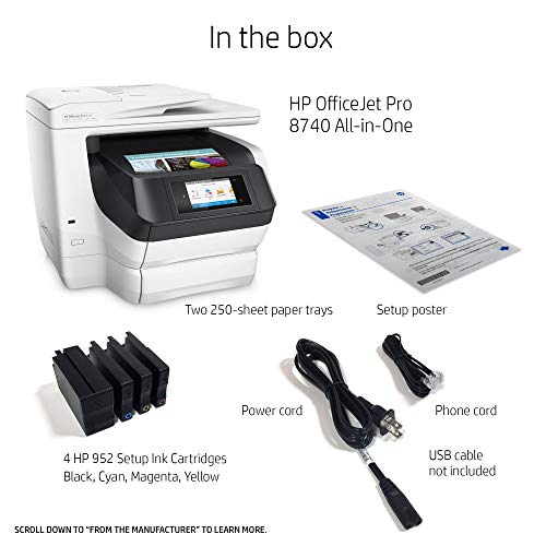 HP OfficeJet Pro 8740 All-in-One Wireless Printer with Mobile Printing, HP Instant Ink & Amazon Dash Replenishment ready (K7S42A) (Renewed)