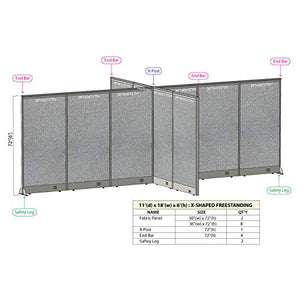 GOF Freestanding X-Shaped Office Partition, Large Fabric Room Divider Panel - 132"D x 216"W x 48"H