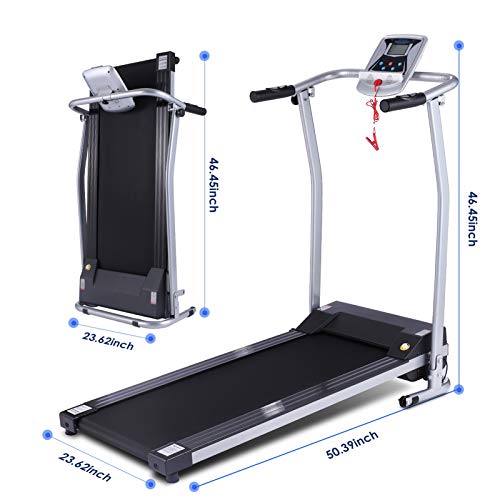 Folding Treadmill for Home, Smart Electric Treadmill with LED Monitor, Safe Handlebar & Safe Key, Portable Walking Running Jogging Exercise Equipment with Fixed Incline & Easy Assemble