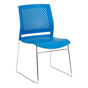Norwood Commercial Furniture Chrome Sled Base Stack Chair, Perforated Seatback, Brilliant Blue (Pack of 5)