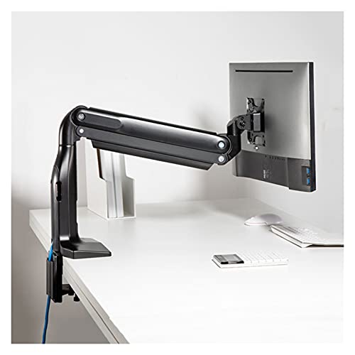 zlw-shop Single Monitor Stand Arm Gas Spring Monitor Desk Mount Stand with Dual USB Ports Heavy Monitor Mount for 17"-49" Screen, Hold Up to 39.6lbs