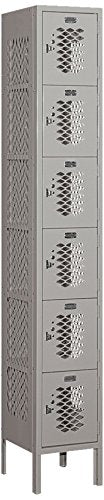Salsbury Industries 76162GY-U Six Tier Box Style 12-Inch Wide 6-Feet High 12-Inch Deep Unassembled Vented Metal Locker, Gray