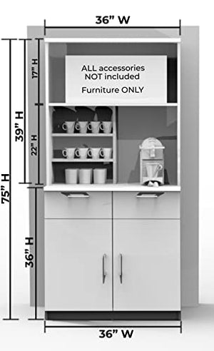 BREAKtime Espresso Kitchen Lunch Break Room Cabinets Model 2312 - 2 Piece Group (Factory Assembled)
