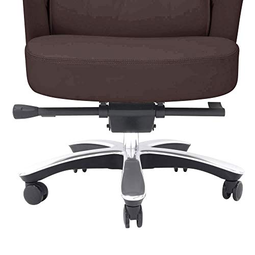 Rockefeller Genuine Leather Aluminum Base High Back Executive Chair - Dark Brown
