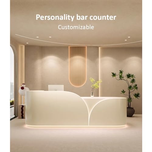 KAGUYASU Modern Reception Desk with Lockable Drawer, Office Front Desk (Jazz White, 23.62" D x 78.74" W x 39.4" H)