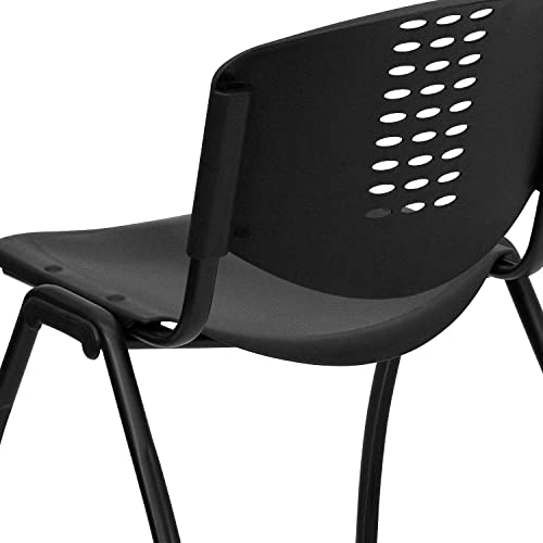 Flash Furniture 5 Pack HERCULES Series Black Plastic Stack Chair - 880 lb. Capacity