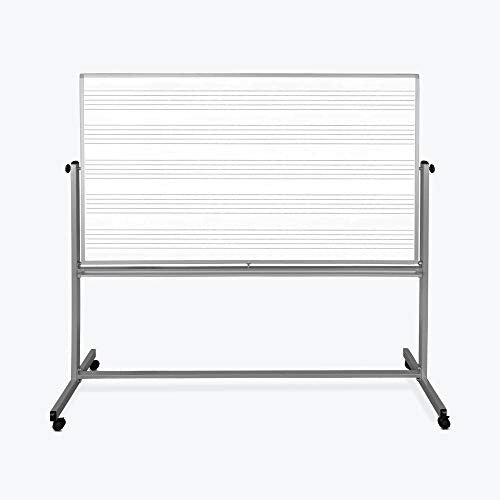Luxor Home School Classroom Mobile Double Sided Magnetic Music Notation Whiteboard - 72"W x 48"H , 1 Pack