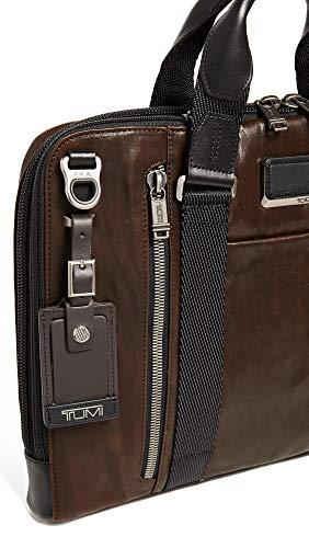 TUMI Men's Alpha Bravo Aviano Slim Brief, Dark Brown-Leather, One Size
