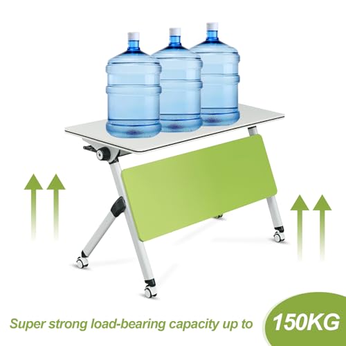 JNMDLAKO Conference Room Tables, 6PCS Flip Top Folding Training Table with Silent Caster Wheels