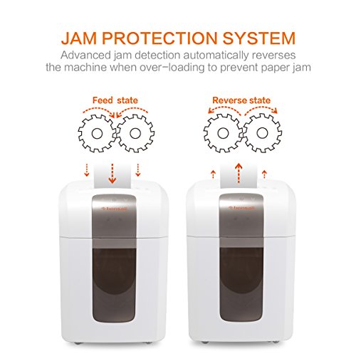 Bonsaii EverShred Pro 3S23 Heavy Duty 14-Sheet Cross-Cut Paper/CD/Credit Card Shredder, 6 Gallons Wastebasket with 4 Casters and 120 Minutes Running Time, White