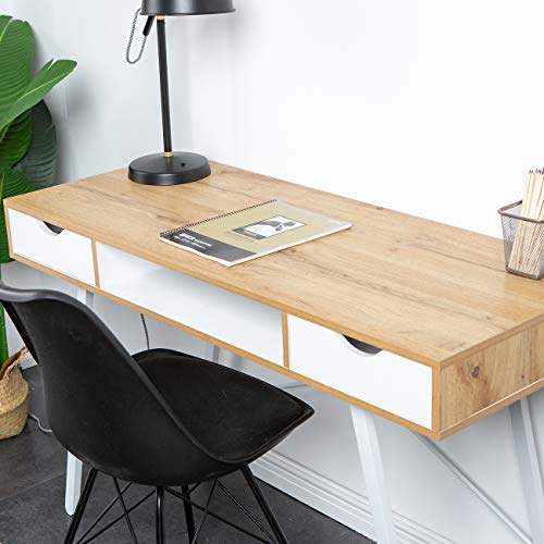 SDHYL 47 inches Home Office Desk Computer Desk with Drawers Workstation for Bedroom Drawing Table Office Table, S7-GCBG1019-US-N