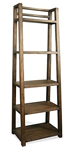 Contemporary Leaning Bookcase in Brushed Acacia Finish